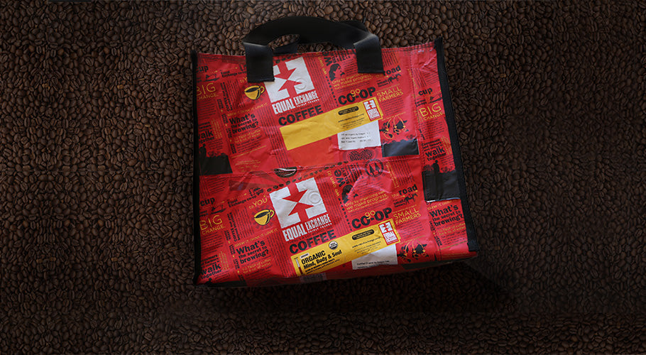 DIY Tote Bag With Reused Fair Trade Coffee Bags