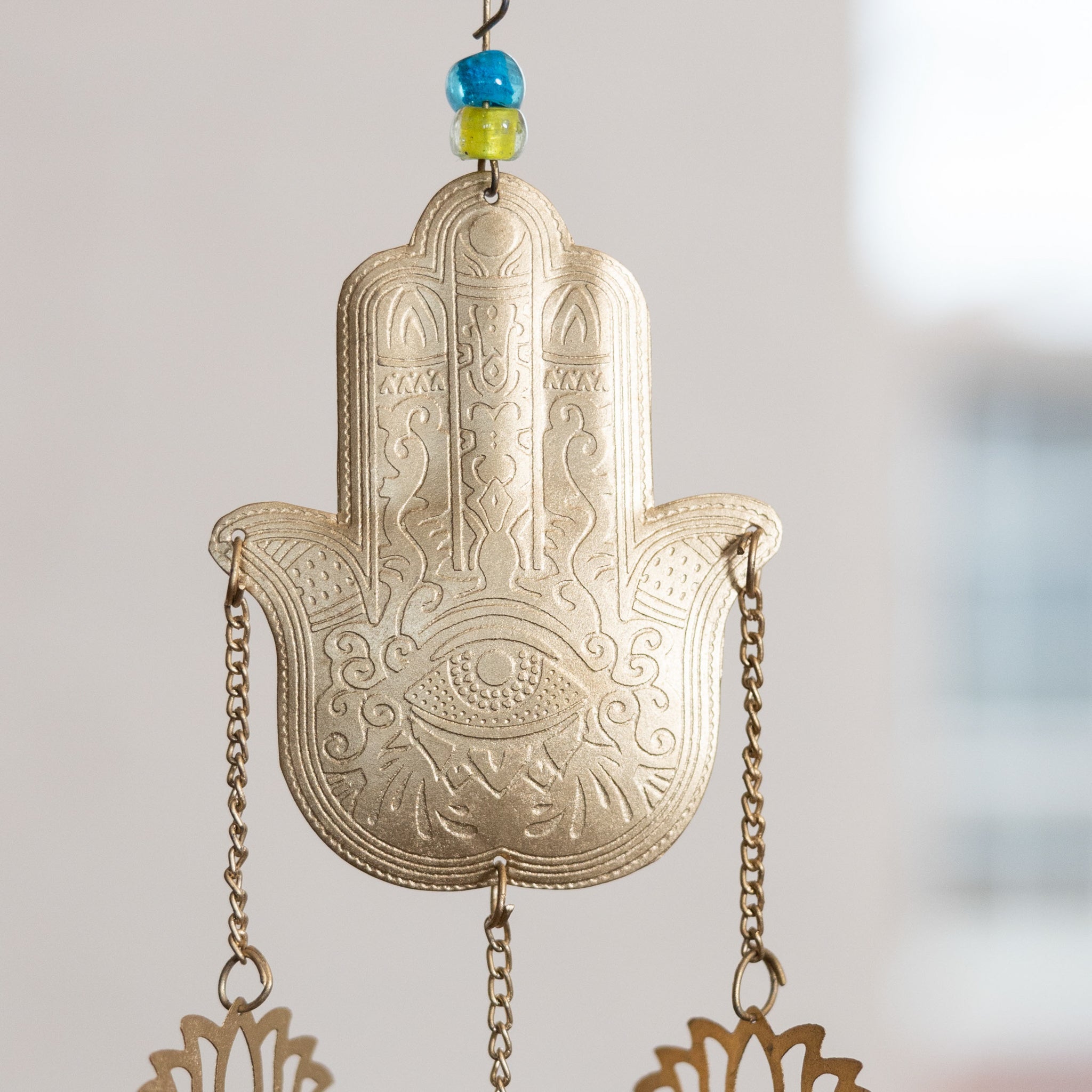 Hema Hamsa Recycled Iron & Glass Chime - Ten Thousand Villages