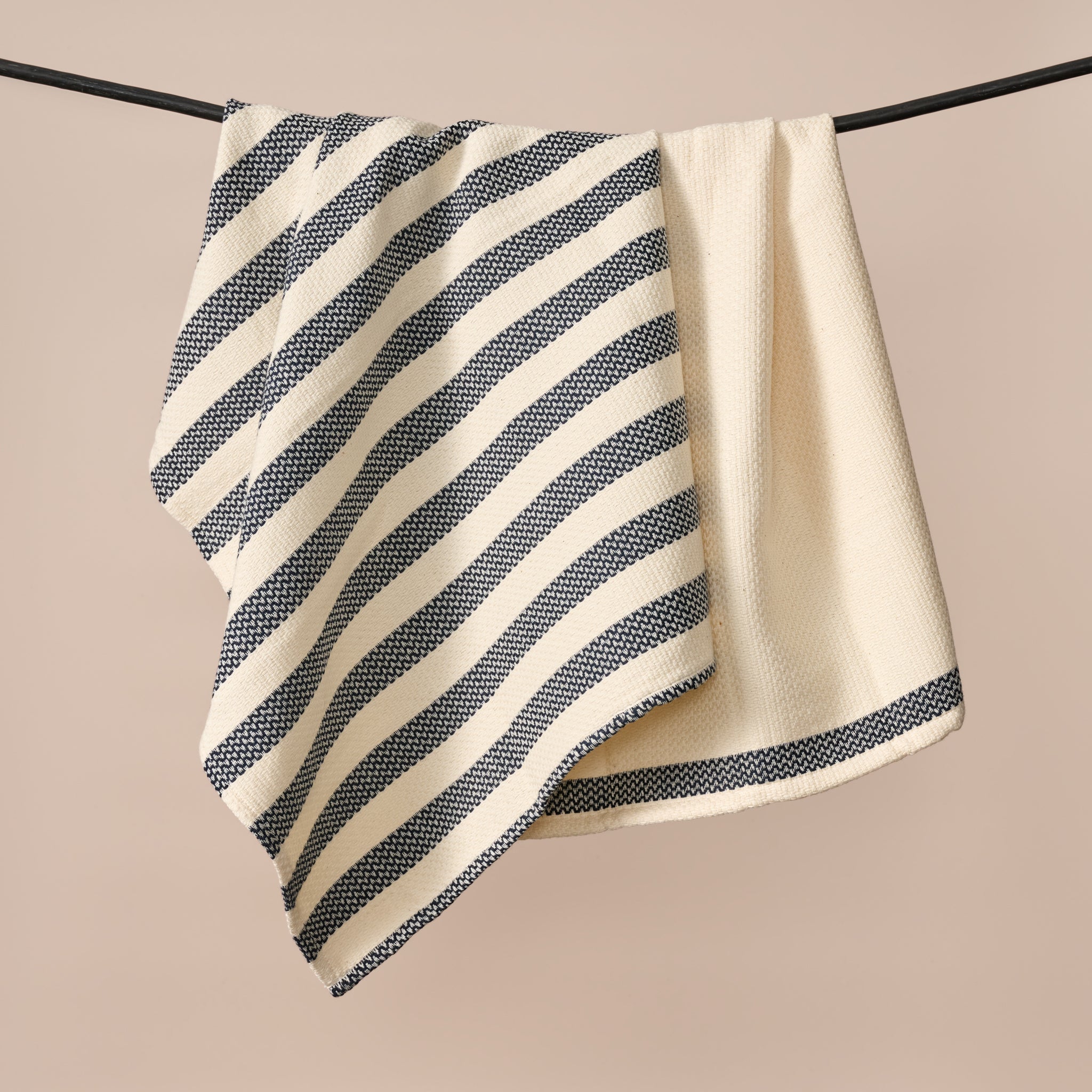 Multi-Striped Cream Black Tea Towel Set - Ten Thousand Villages