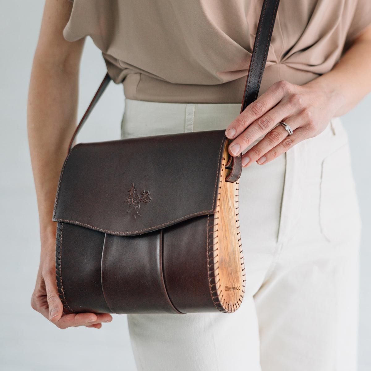 Kala Leather Olive Wood Crossbody Bag – Ten Thousand Villages