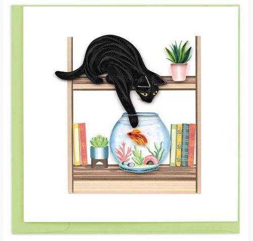 Quilled Mischievous Cat Greeting Card - Ten Thousand Villages