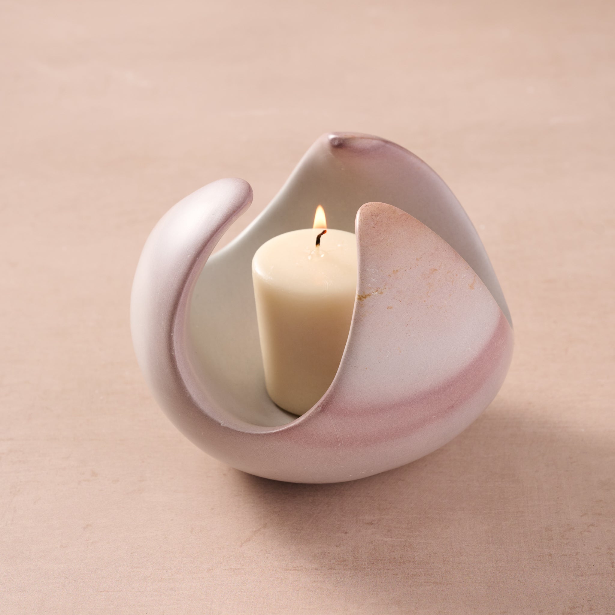 Maua Lotus Soapstone Tealight Holder