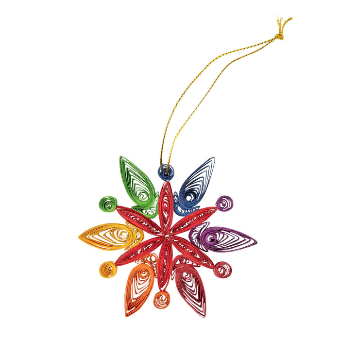 Rainbow Snowflake Quilled Ornament 1