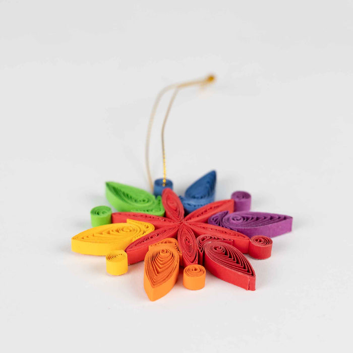 Rainbow Snowflake Quilled Ornament 3