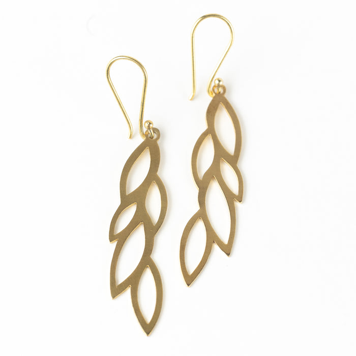 Pataharu Golden Leaves Drop Earrings 3