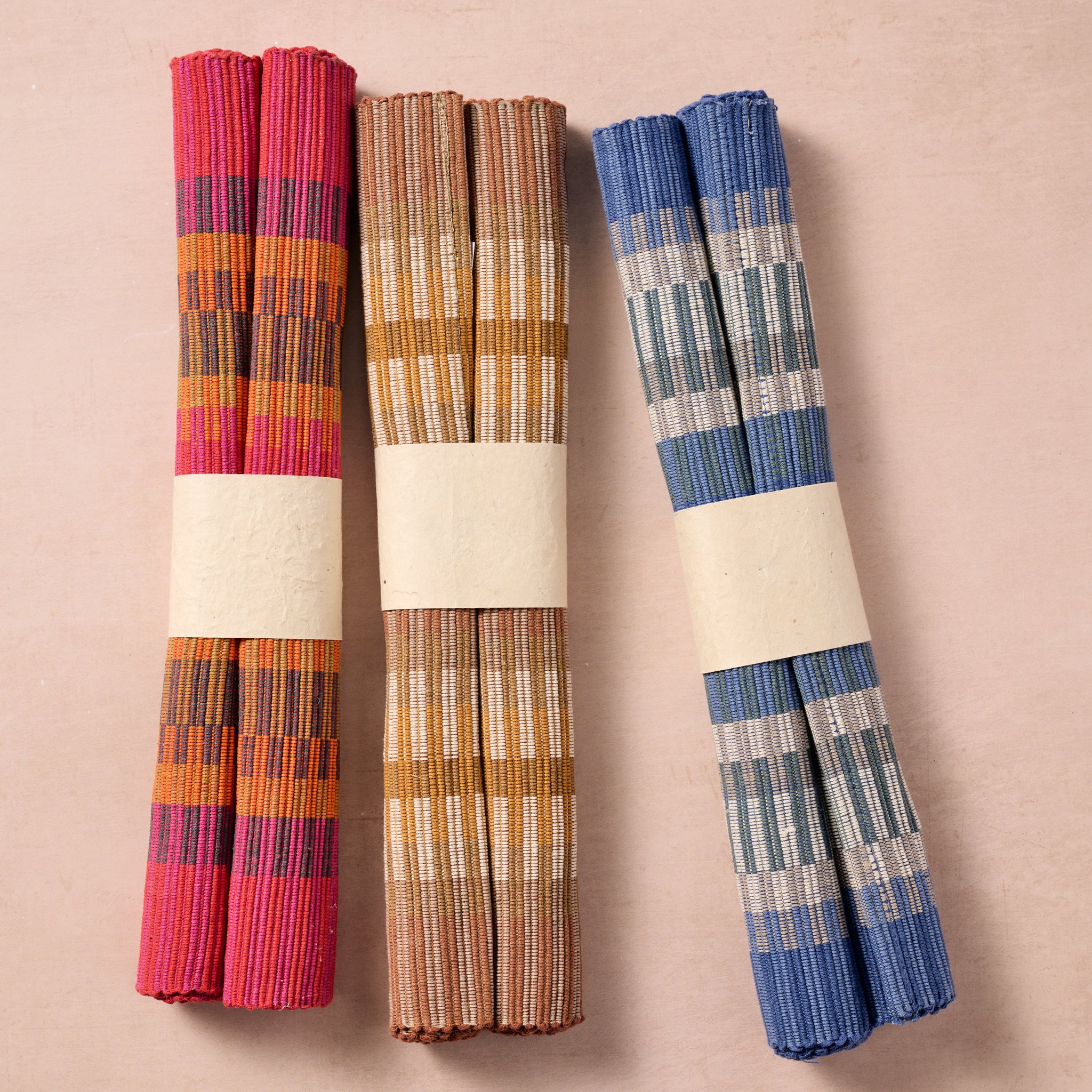 Khana Handloomed Cotton Placemat Set of 2 - Blue - Ten Thousand Villages