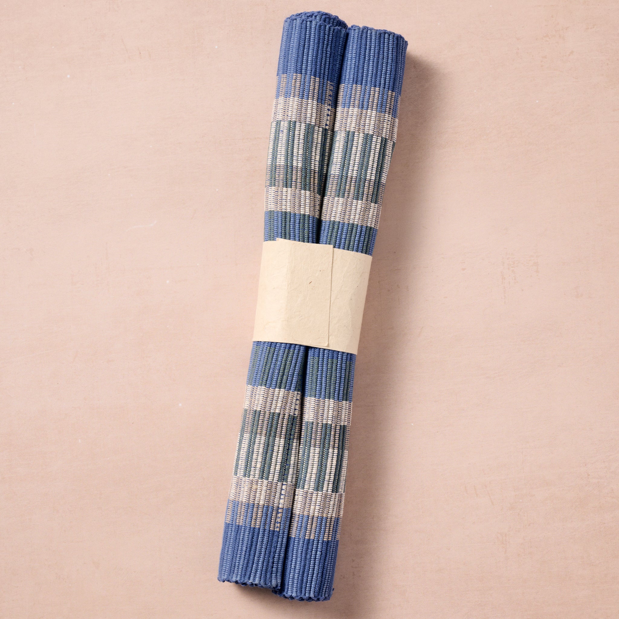 Khana Handloomed Cotton Placemat Set of 2 - Blue - Ten Thousand Villages