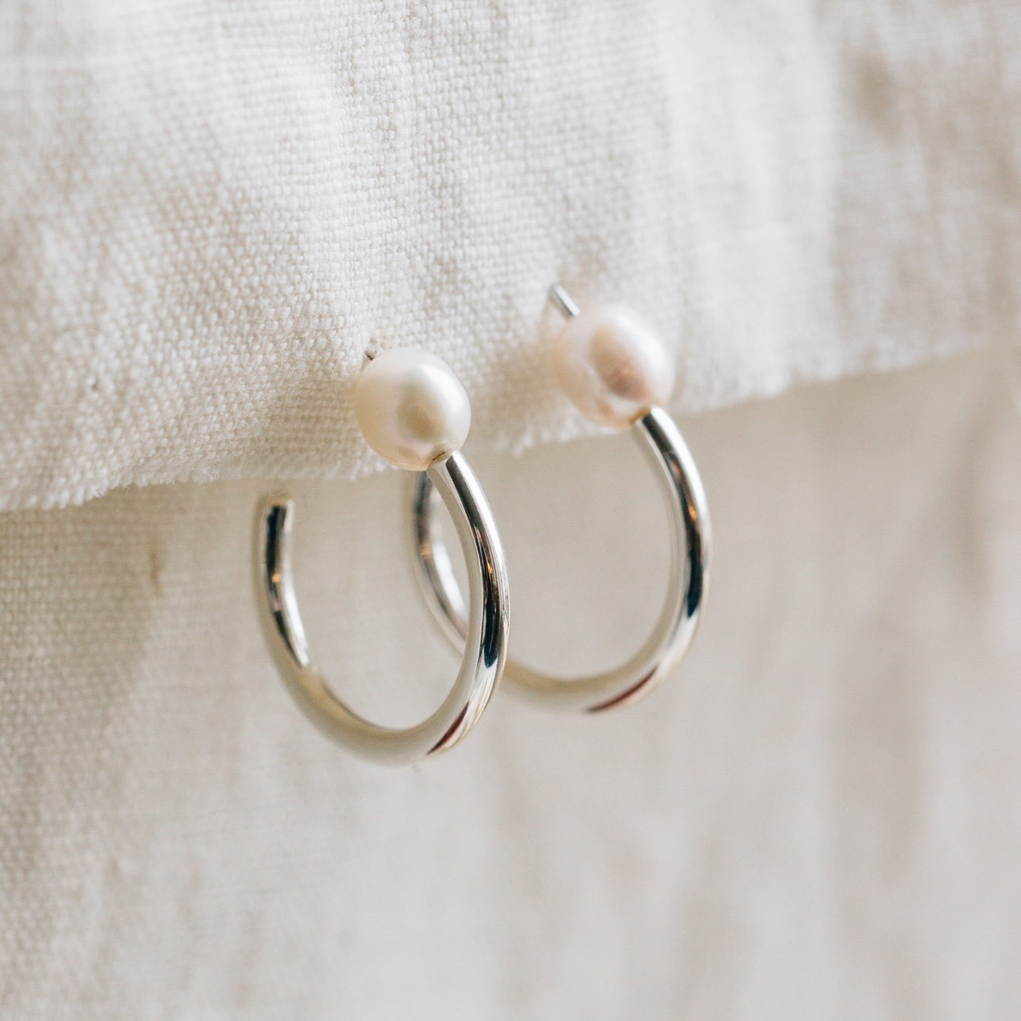 Ati Pearl Silver Hoop Earrings - Ten Thousand Villages