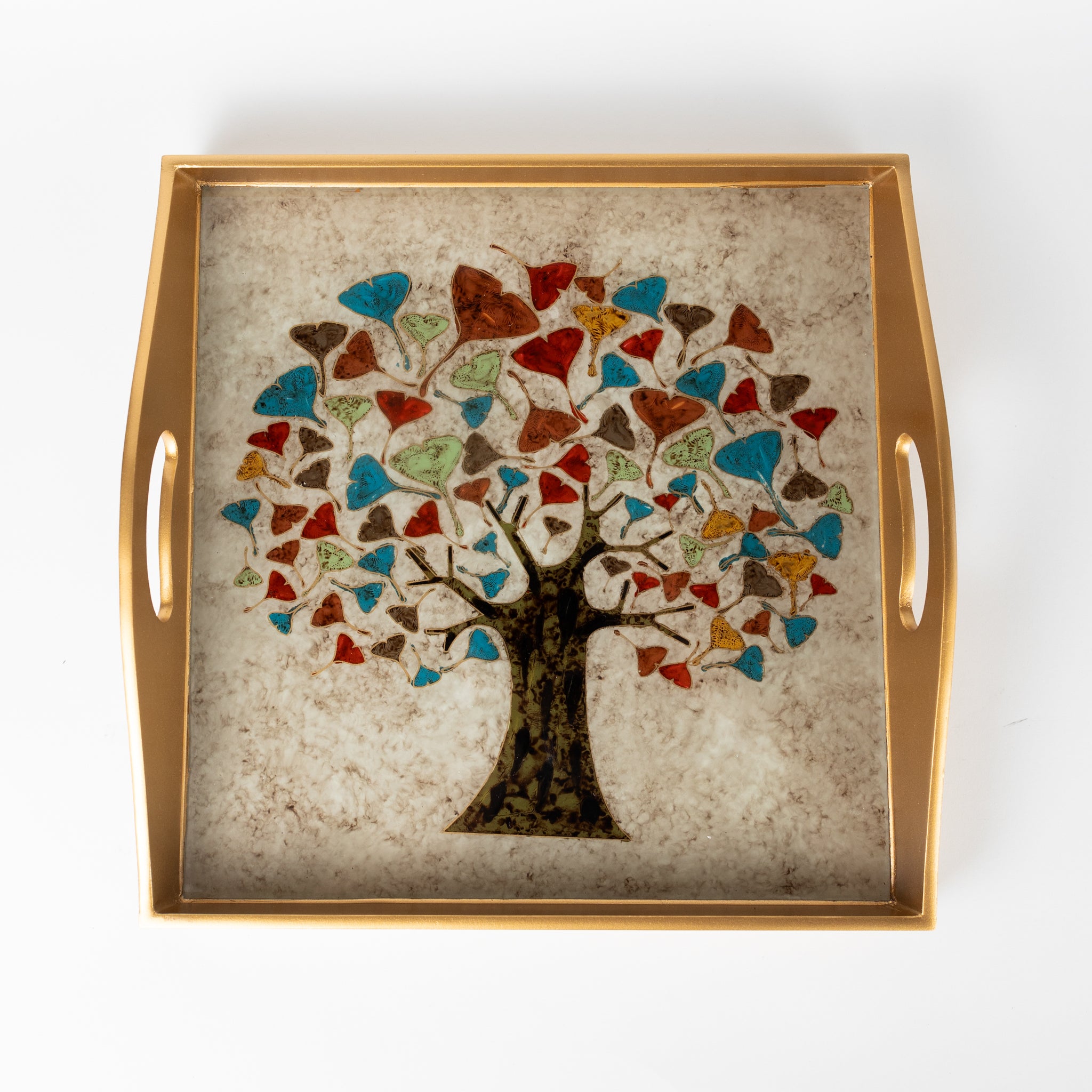 Ginkgo Tree Reverse Painted Tray - Ten Thousand Villages