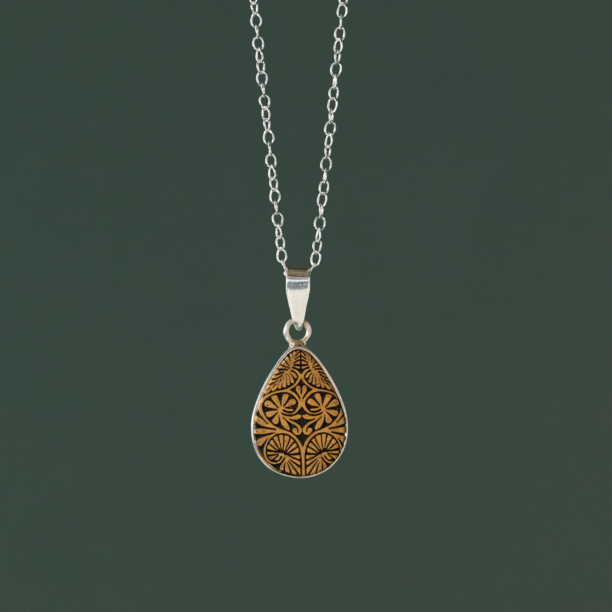 Carved Gourd Teardrop Pendant Necklace - Ten Thousand Villages