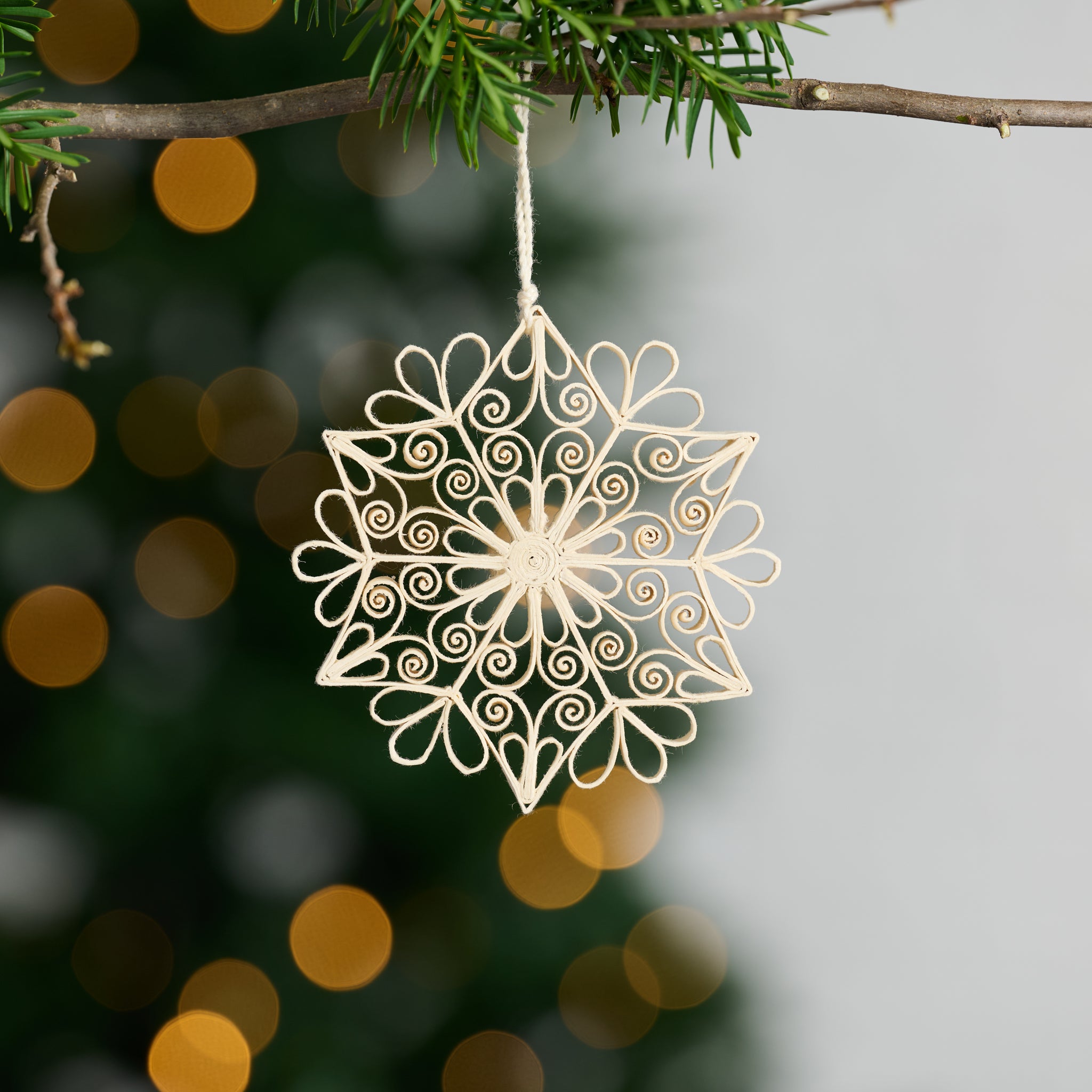 Quilled Cream Snowflake Ornament - Ten Thousand Villages