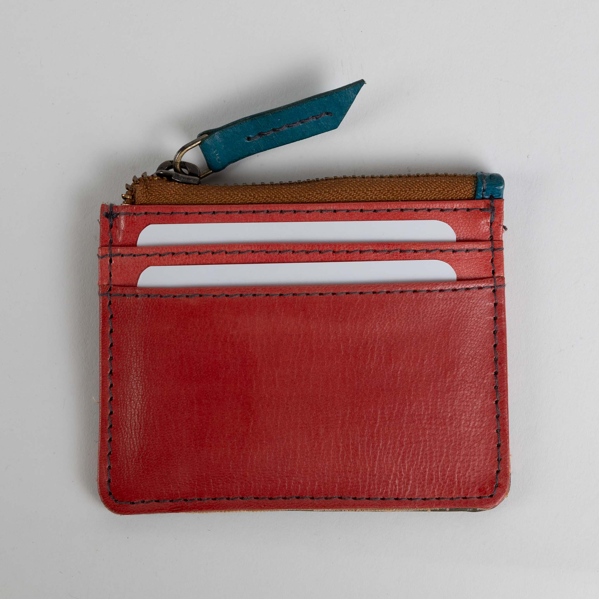 Shanti Striped Zip Leather Card Case - Ten Thousand Villages