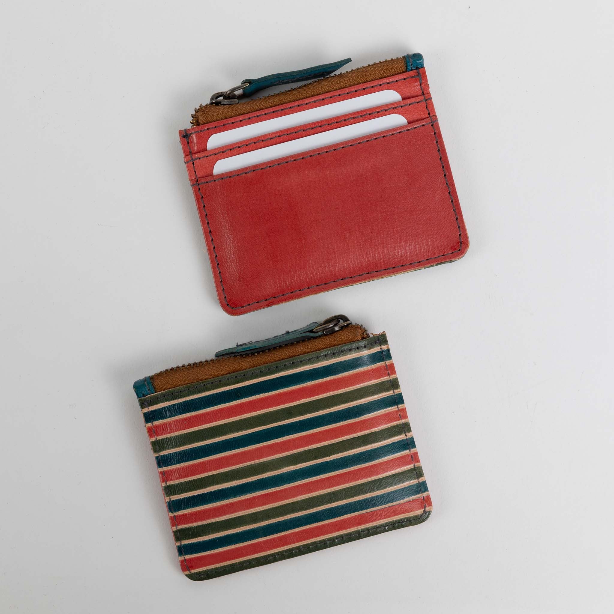 Shanti Striped Zip Leather Card Case - Ten Thousand Villages