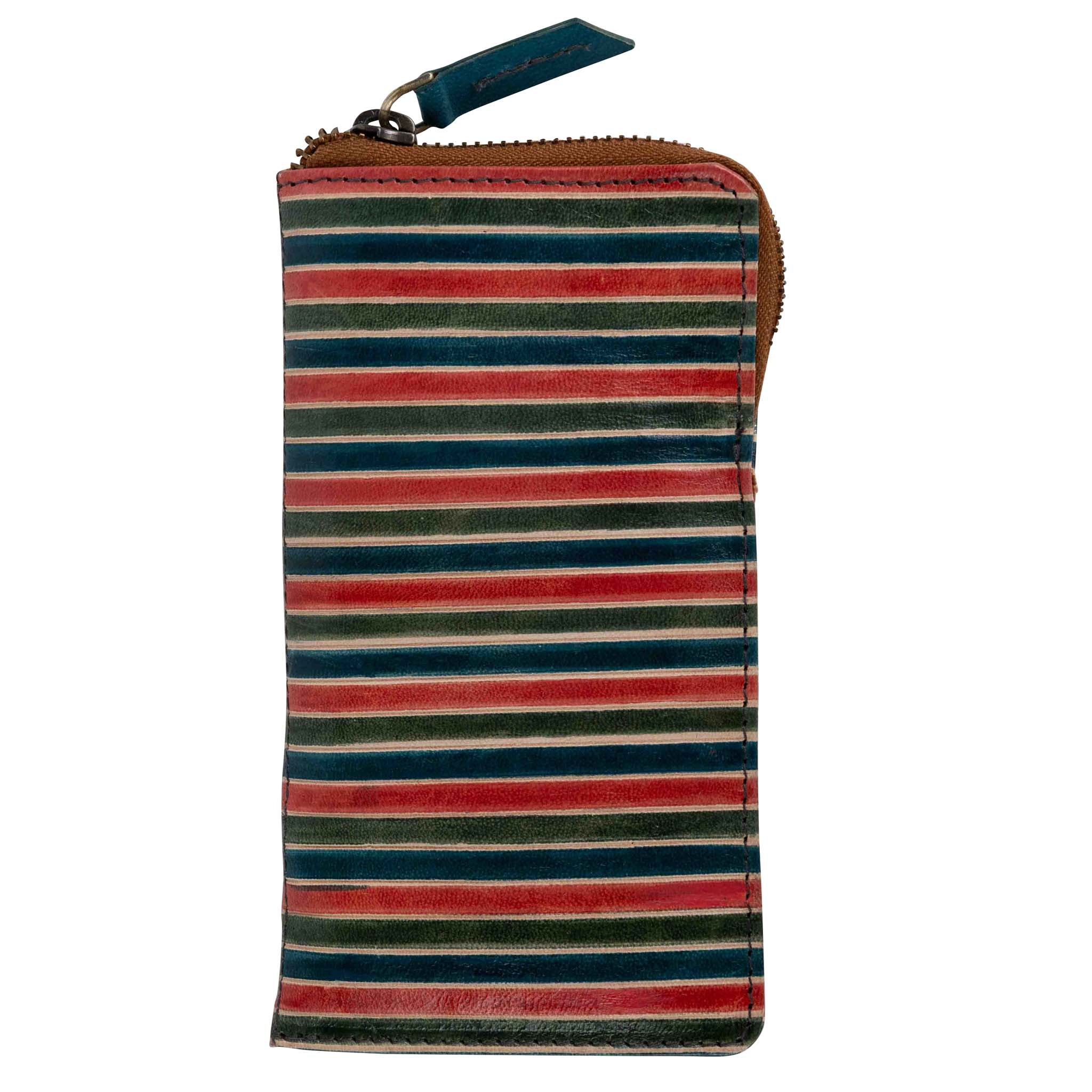 Shanti Striped Zip Leather Eyeglass Case - Ten Thousand Villages