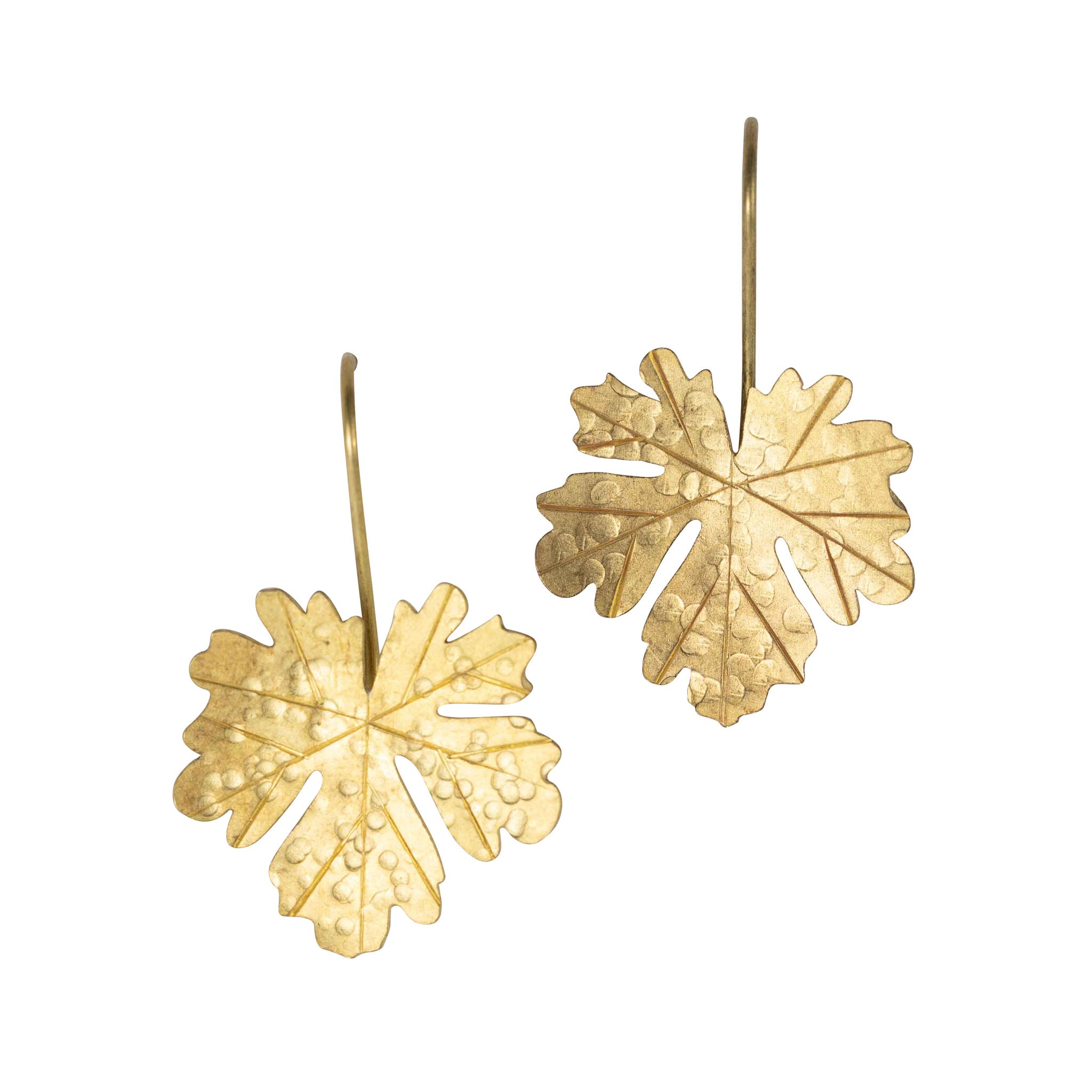 Leaf Drop Earrings in Brass - Ten Thousand Villages