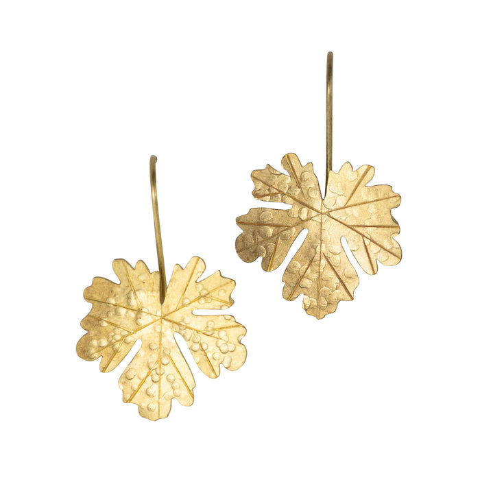 Leaf Drop Earrings in Brass 1