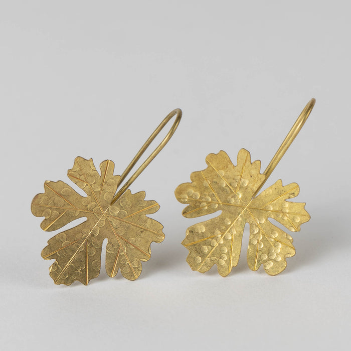Leaf Drop Earrings in Brass 2