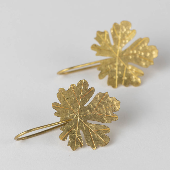Leaf Drop Earrings in Brass 3