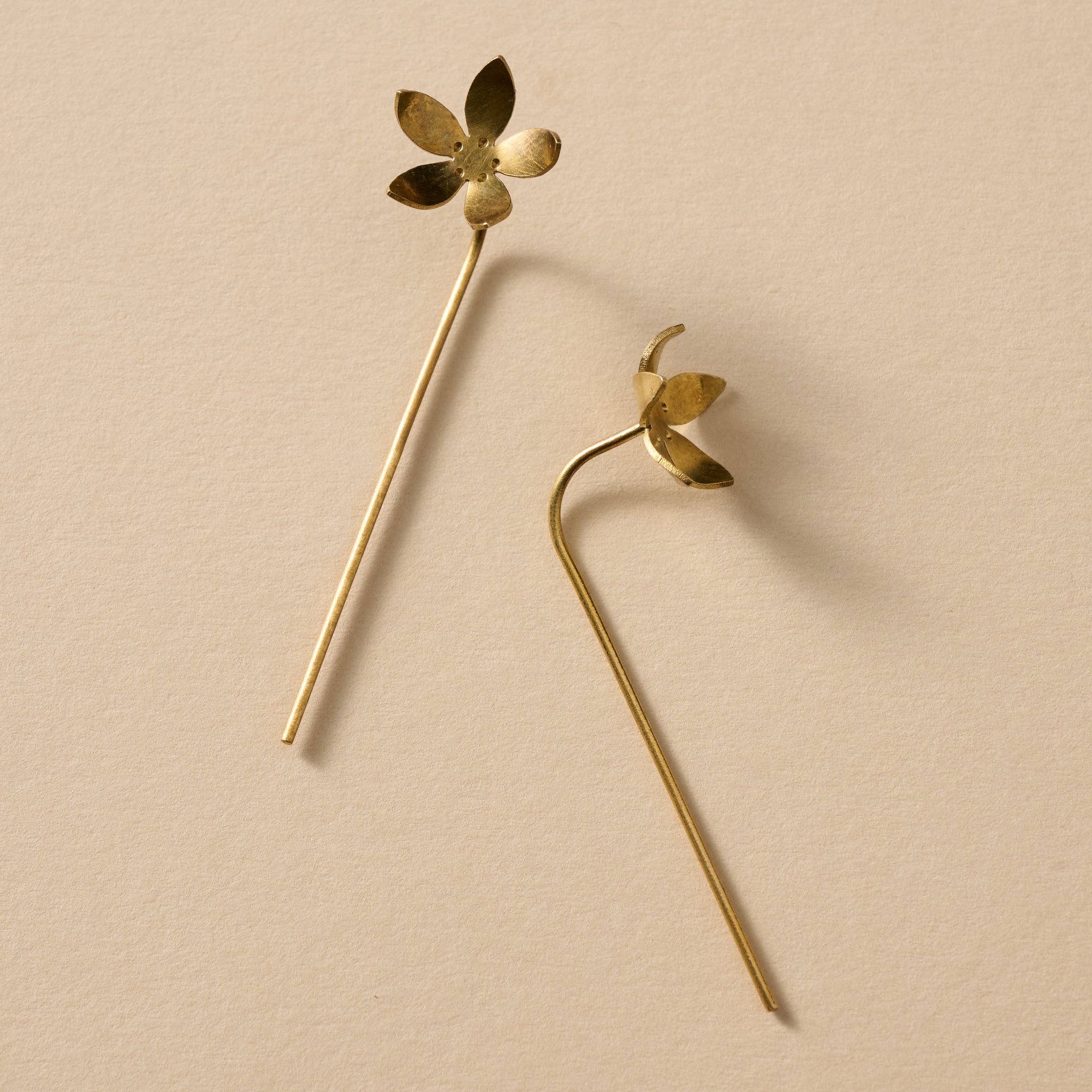 Malli Floral Threader Earrings - Brass - Ten Thousand Villages