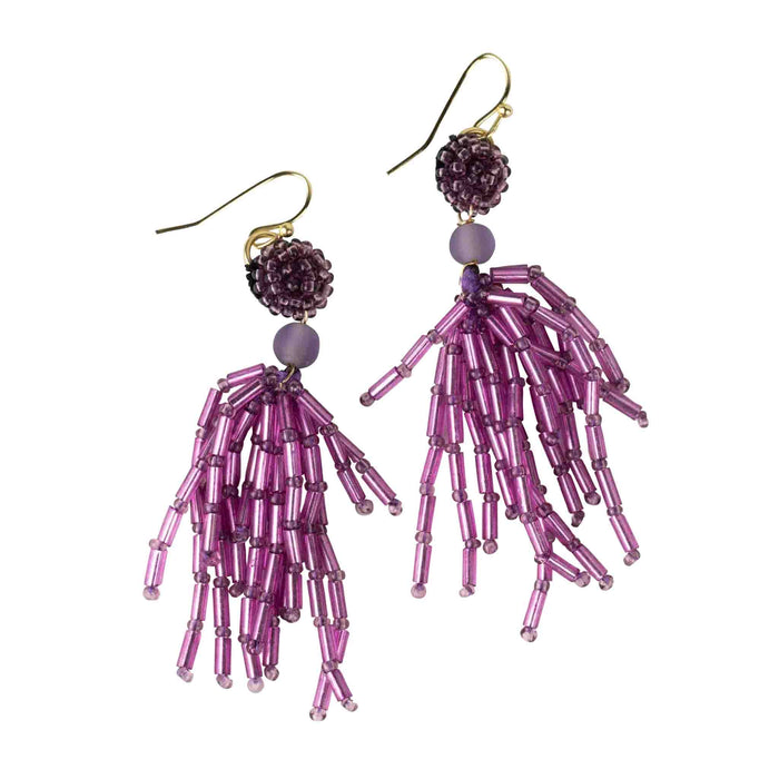 Purple Fringe Dangle Earrings - Default Title (6828910) 1