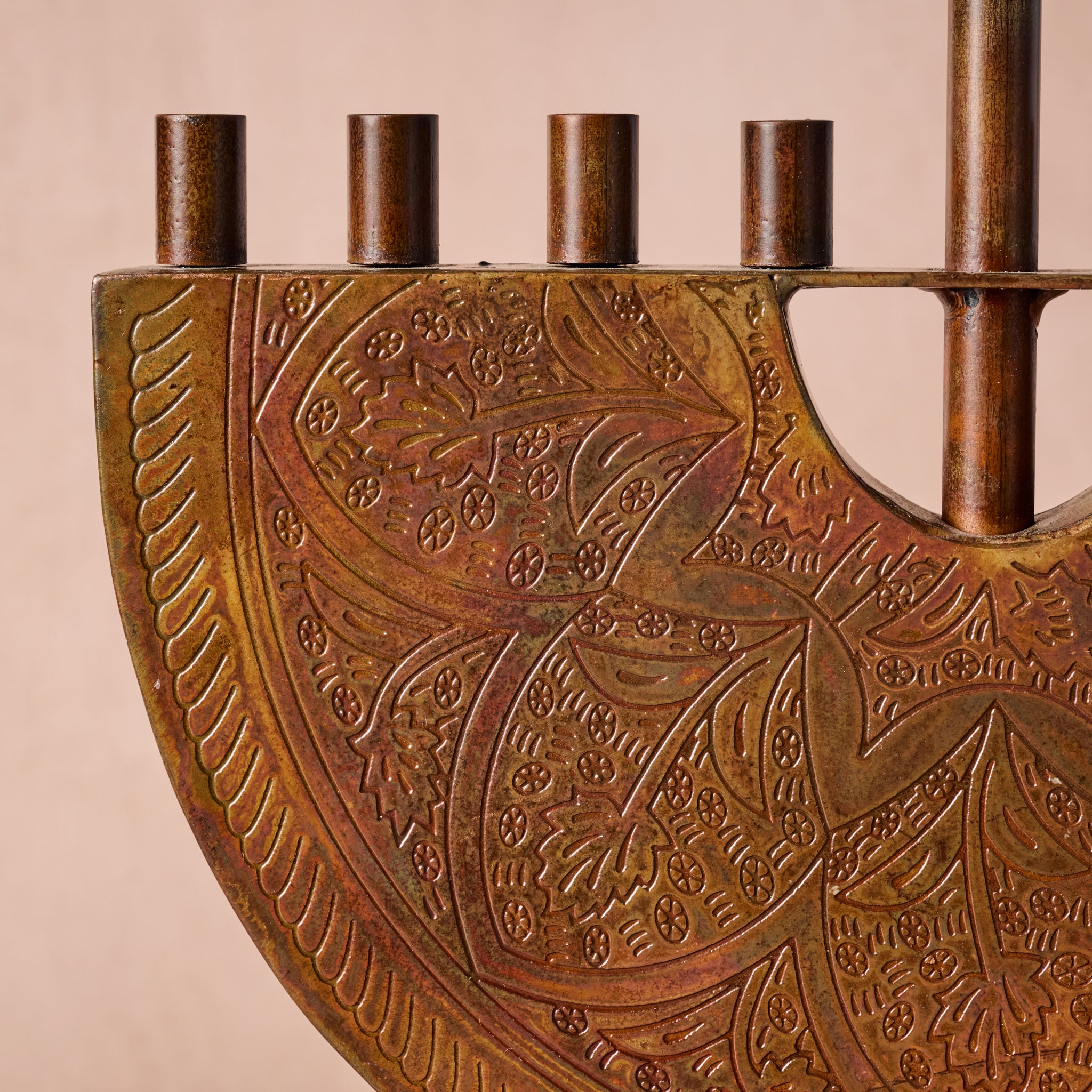 Engraved Iron Menorah