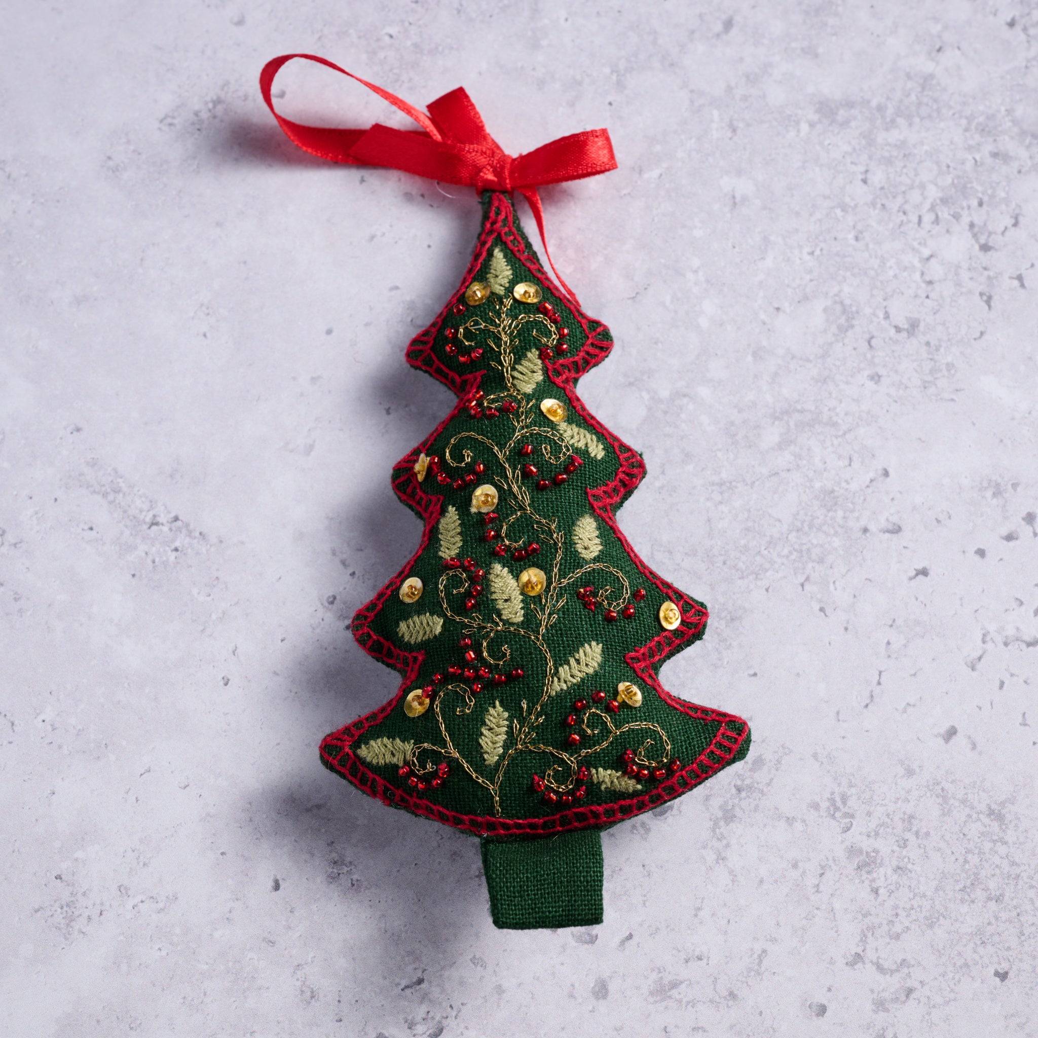 Adorned Christmas Tree Embroidered Ornament - Ten Thousand Villages