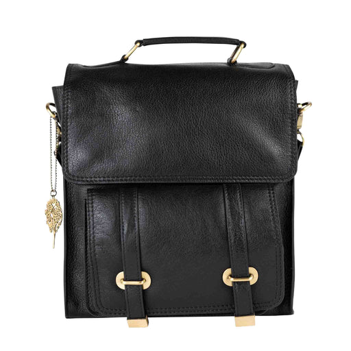 Jarni Leather Convertible Backpack - Black