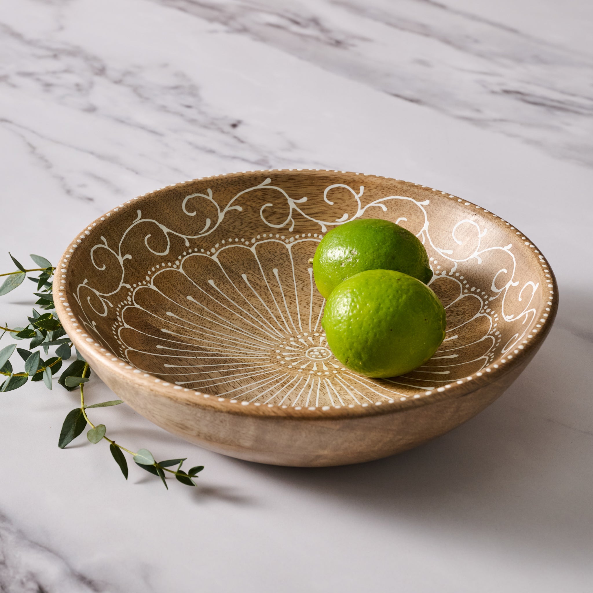 Aiza Handpainted Mango Wood Bowl - Ten Thousand Villages