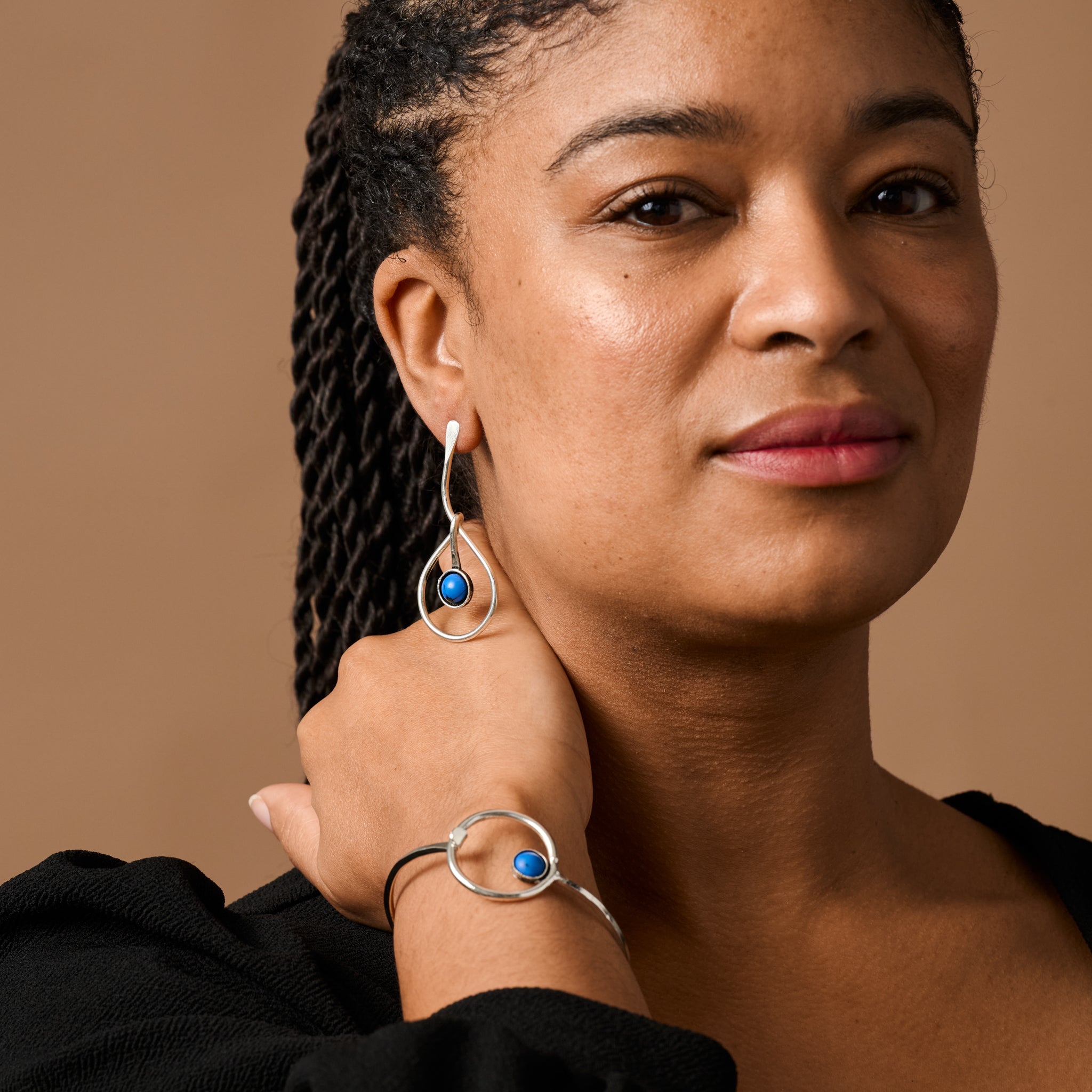 Kaksha Silver Cobalt Bead Drop Earrings - Ten Thousand Villages