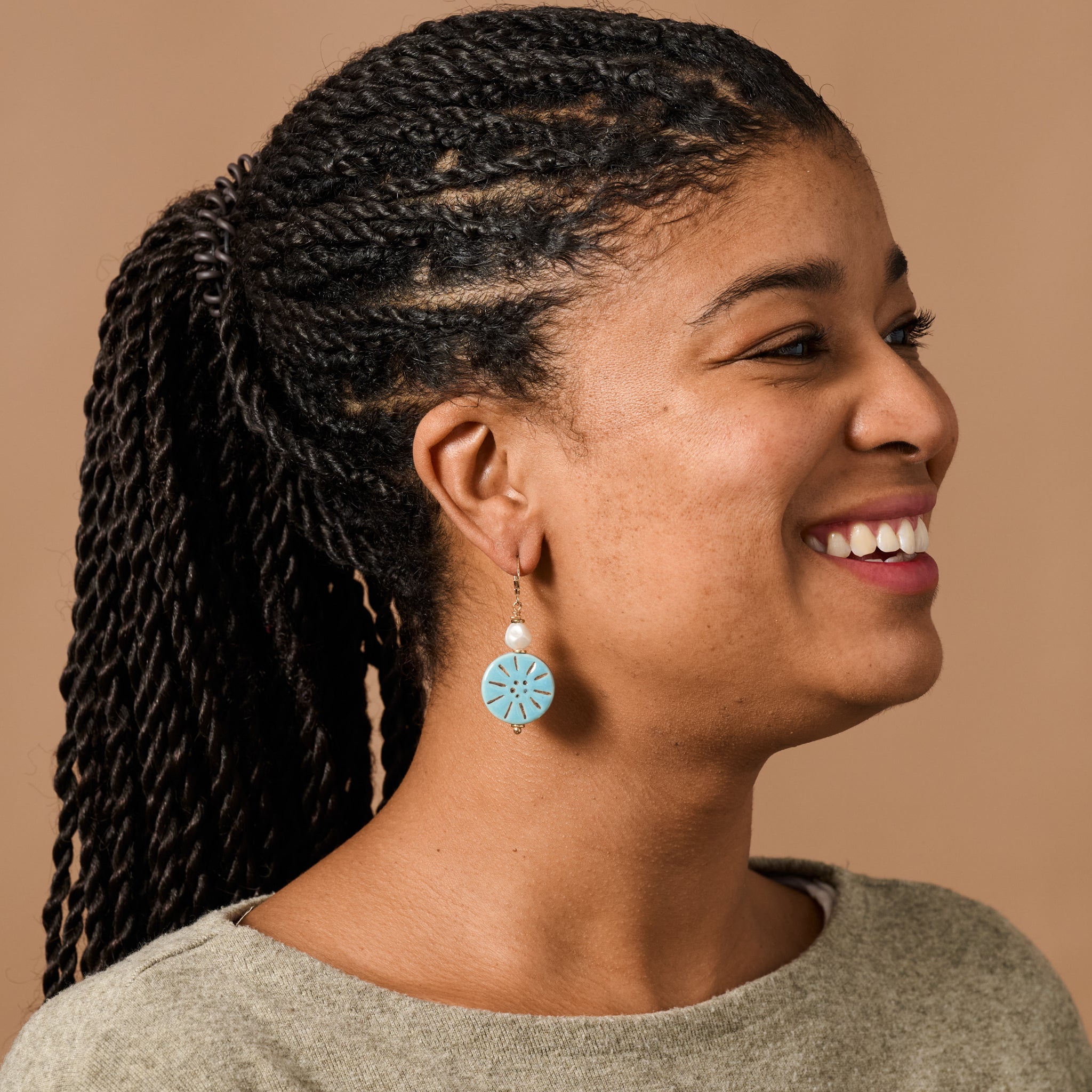 Bola Ceramic + Glass Bead Drop Earrings - Ten Thousand Villages