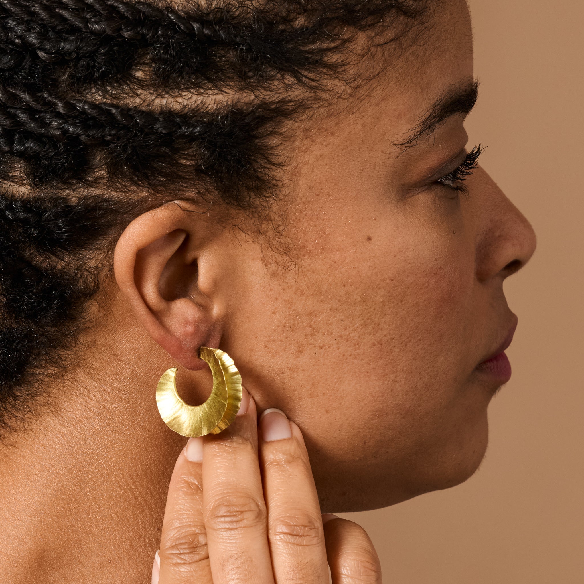 Usha Brass Ruffle Post Earrings - Ten Thousand Villages