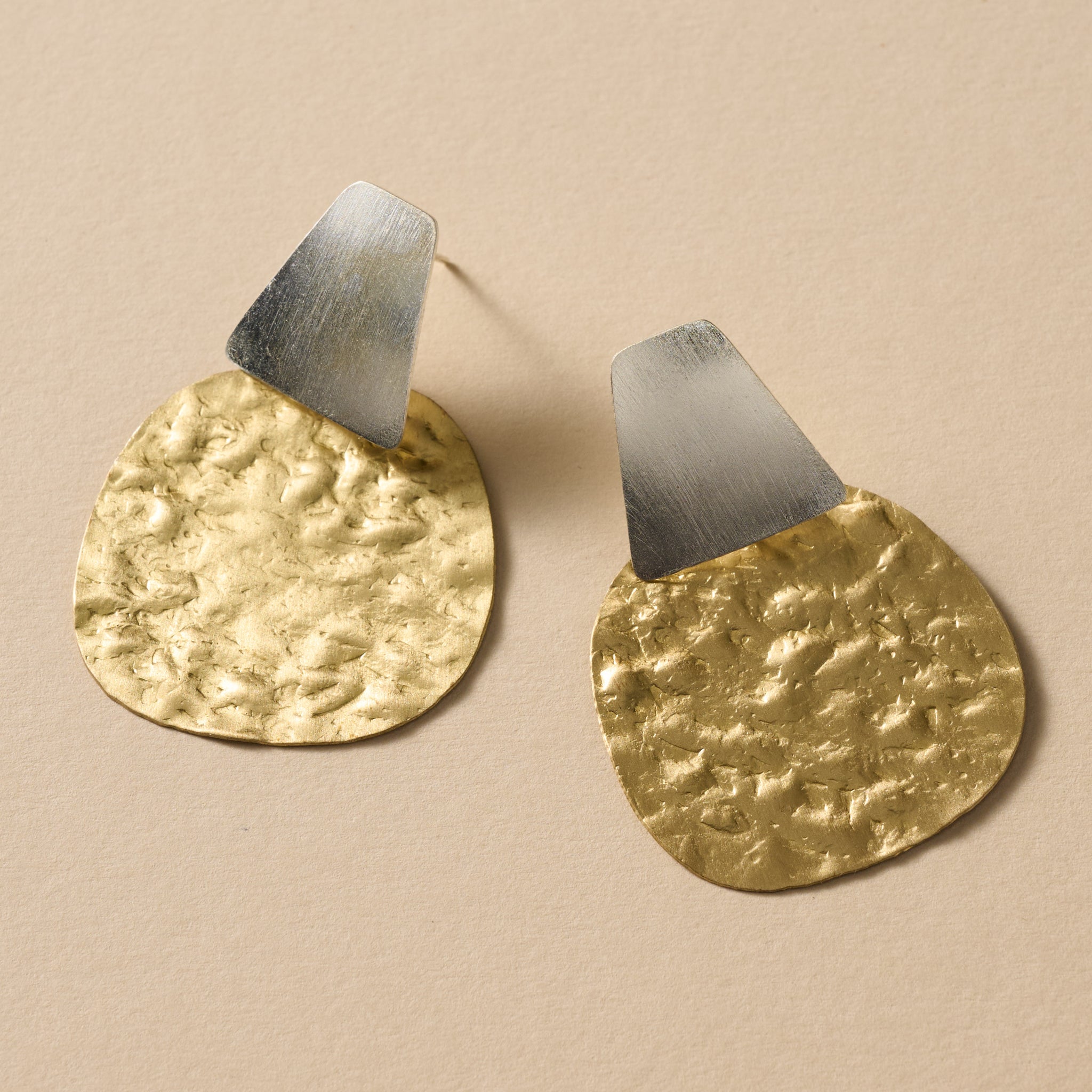 Kajal Hammered Brass Post Earrings - Ten Thousand Villages