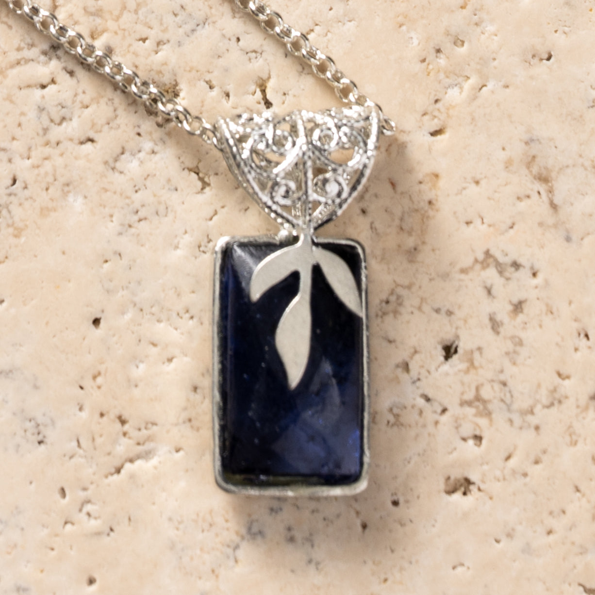 Chandra Glass Stone & Leaf Necklace - Ten Thousand Villages
