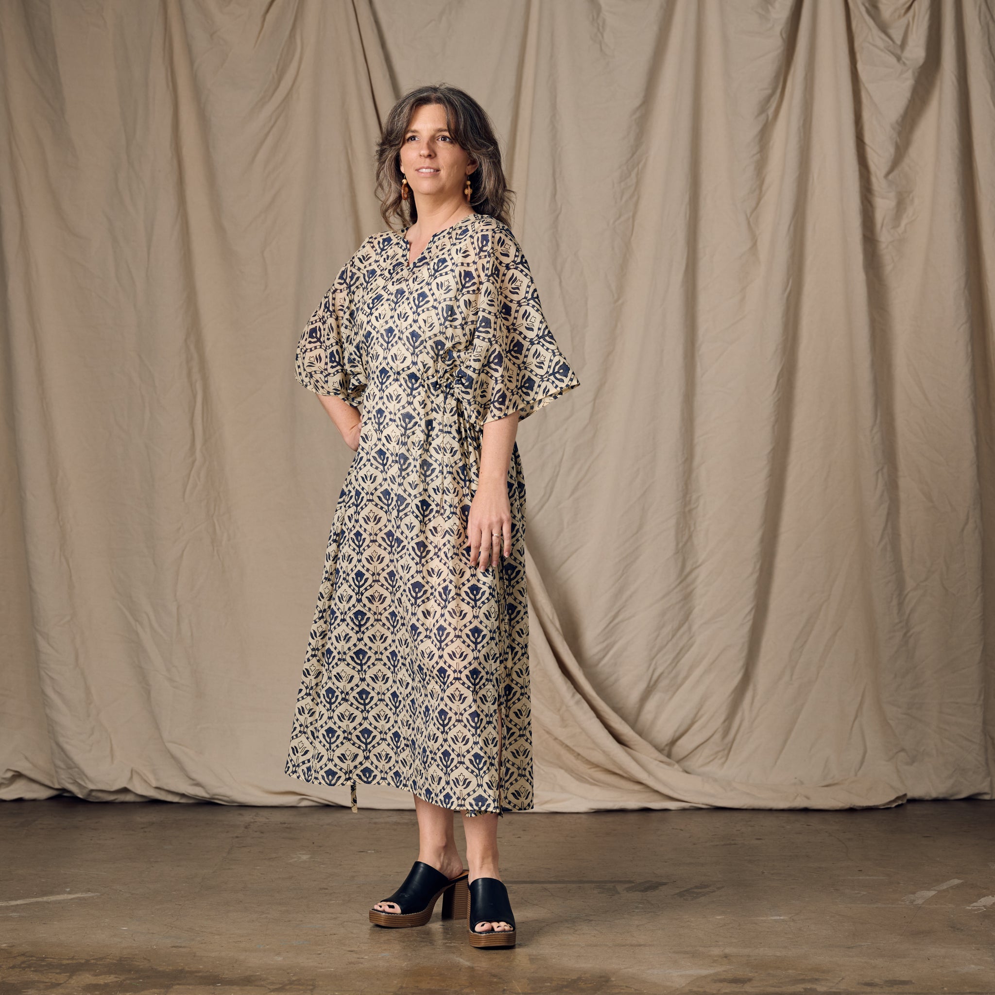 Panna Full Length Block Print Kaftan