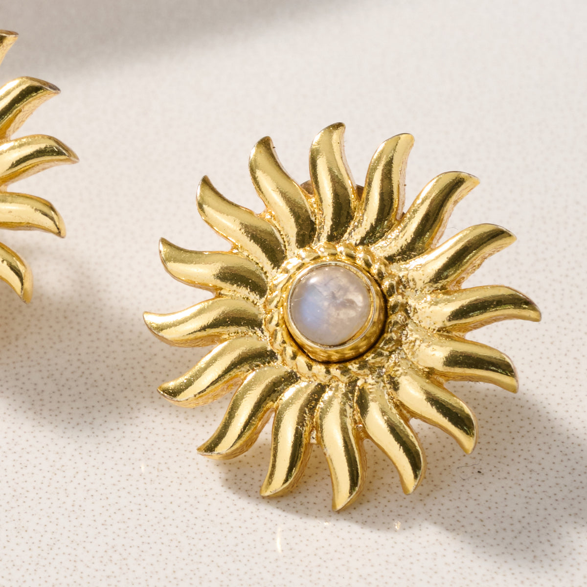 Sunburst Moonstone Post Earrings - Ten Thousand Villages