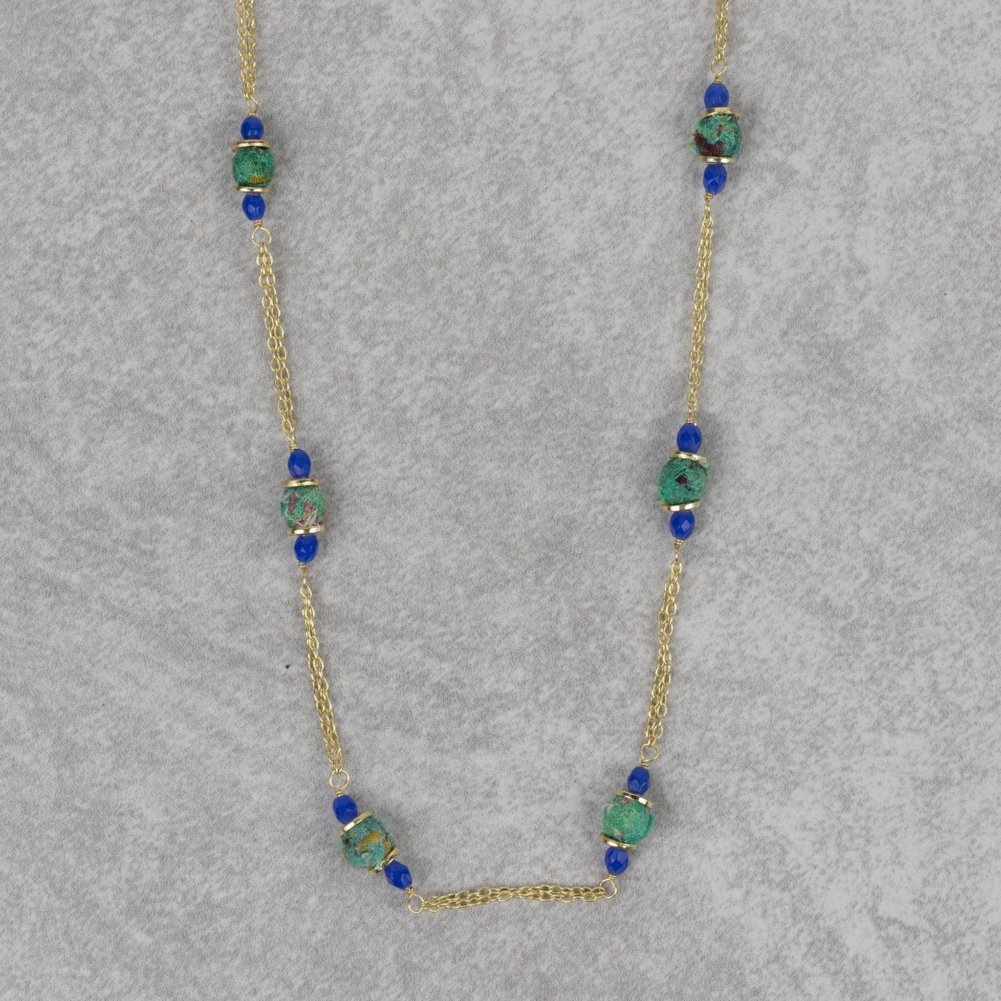 Recycled Sari & Glass Bead Necklace - Ten Thousand Villages
