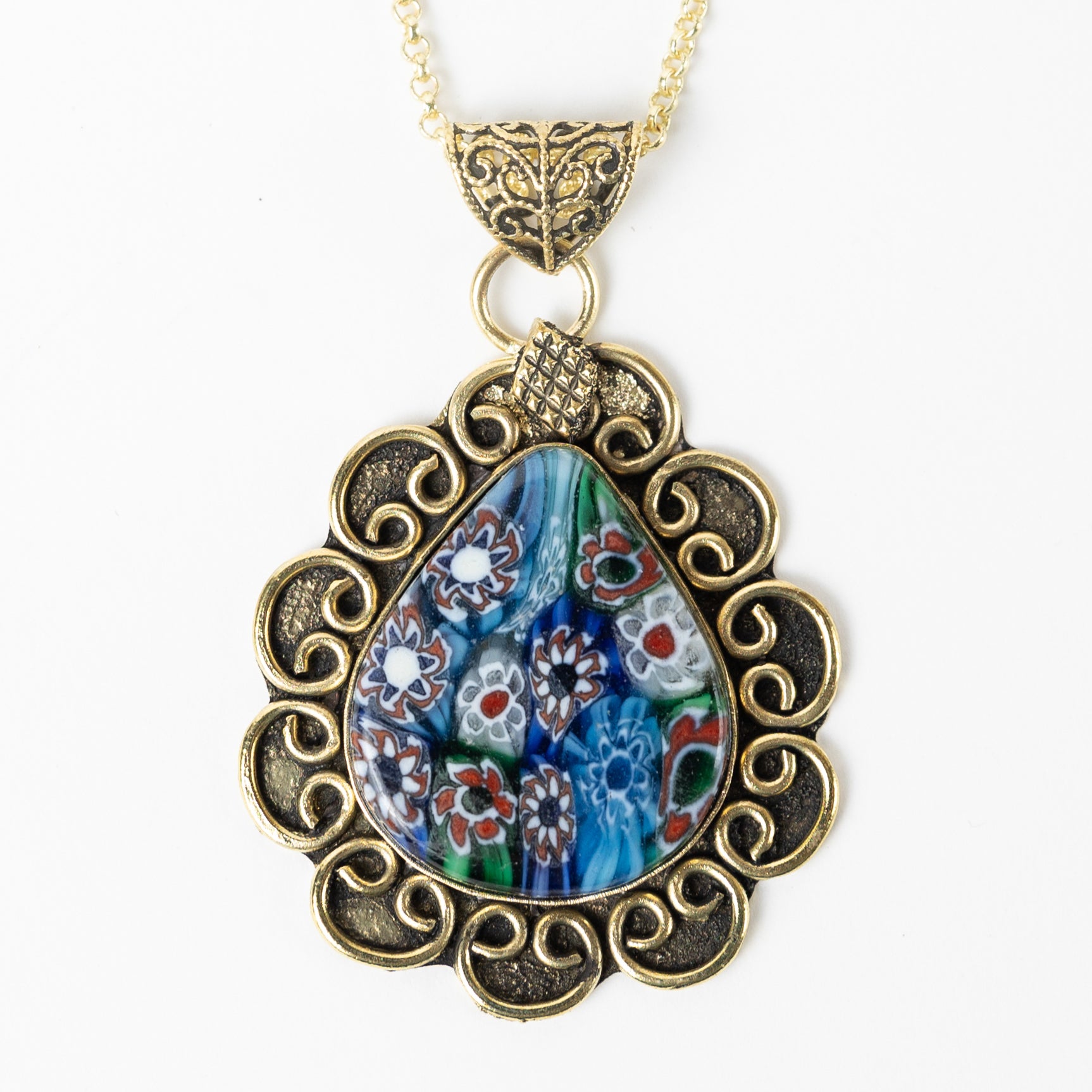 Anya Brass Teardrop Pendant Necklace - Ten Thousand Villages