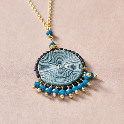 Meera Blue Beaded Pendant Necklace