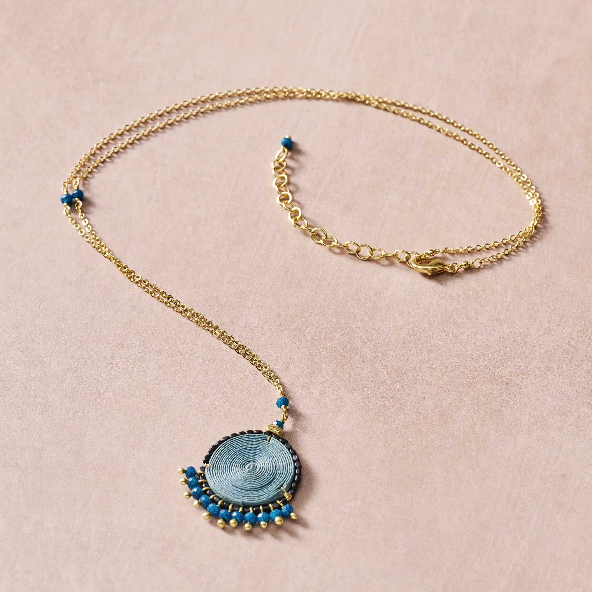 Meera Blue Beaded Pendant Necklace - Ten Thousand Villages