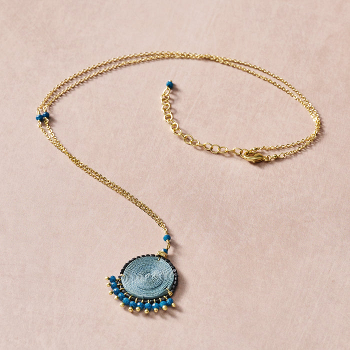 Meera Blue Beaded Pendant Necklace 2