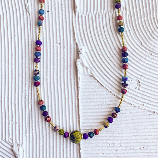 Kavya Recycled Sari Beaded Necklace