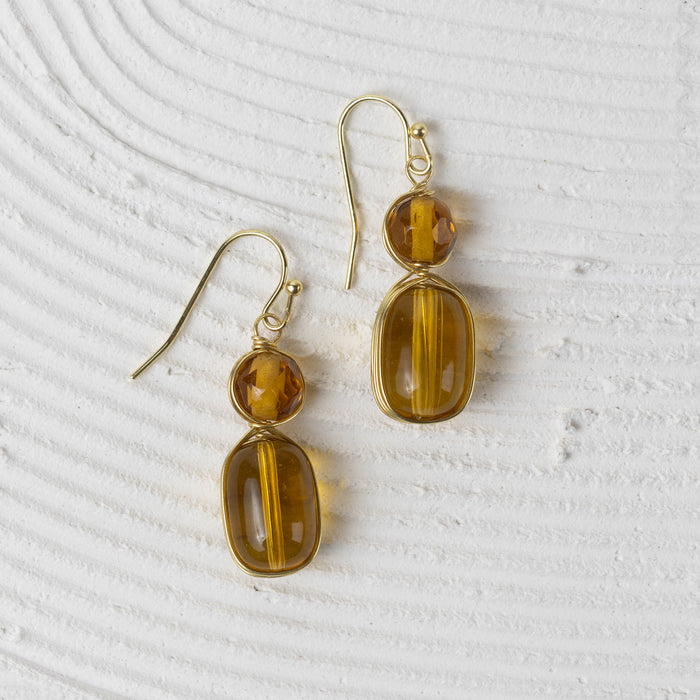 Amber Glass Drop Earrings 1