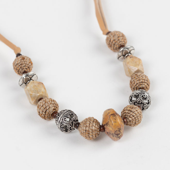 Shaalee Stone Bead & Leather Necklace 4