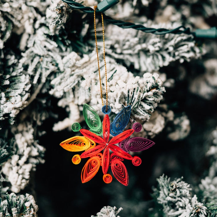 Rainbow Snowflake Quilled Ornament 2