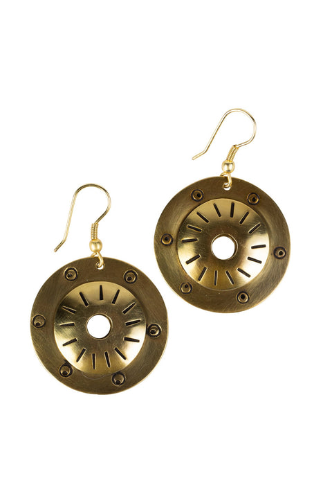 Brass Shield Earrings 1