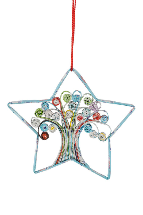 Recycled Paper Tree Star Ornament 1