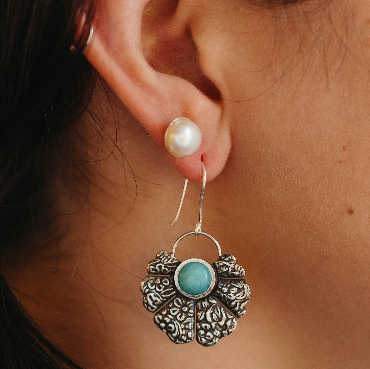 Amazonite Fan Earrings - Ten Thousand Villages