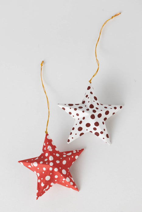 Polka Dot Star Ornament - Red 3