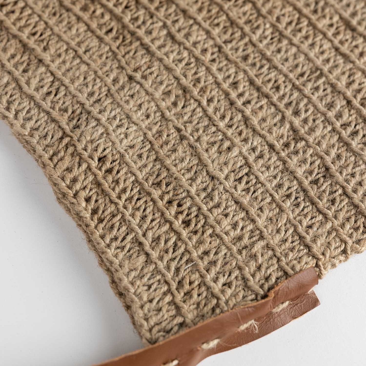 Crochet Jute Shoulder Bag - Leather Strap - Ten Thousand Villages