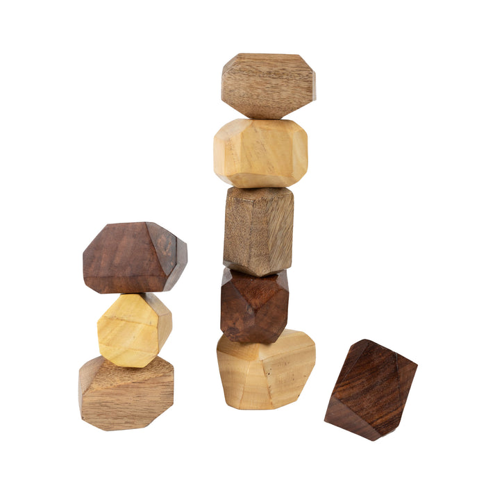 Upcycled Wood Stacking Stones - Set of 9 - Default Title (6801130) 1